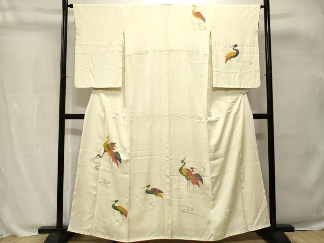 平和屋着物■訪問着 群鶴流水文 金彩 正絹 逸品 CABH0785ev