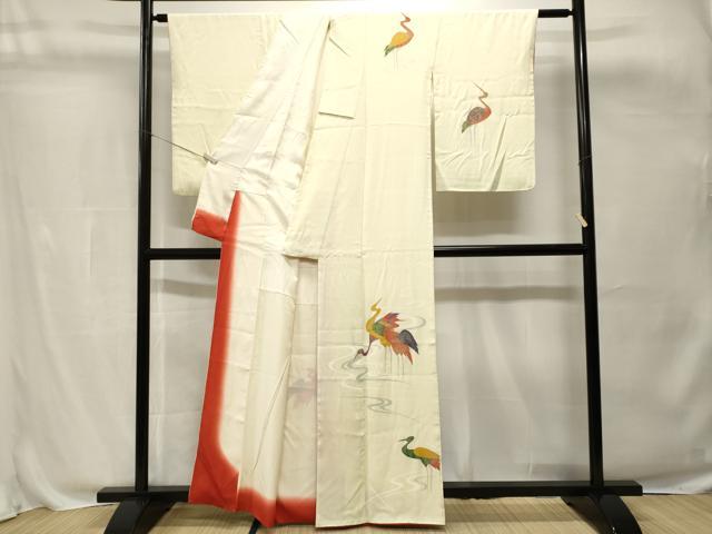 平和屋着物■訪問着 群鶴流水文 金彩 正絹 逸品 CABH0785ev
