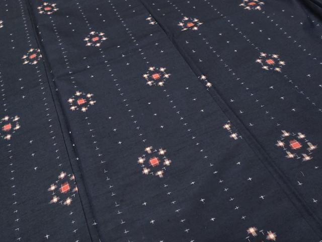 平和屋着物■上質な紬 十字絣 絵絣文 正絹 逸品 未使用 CABH0799ev