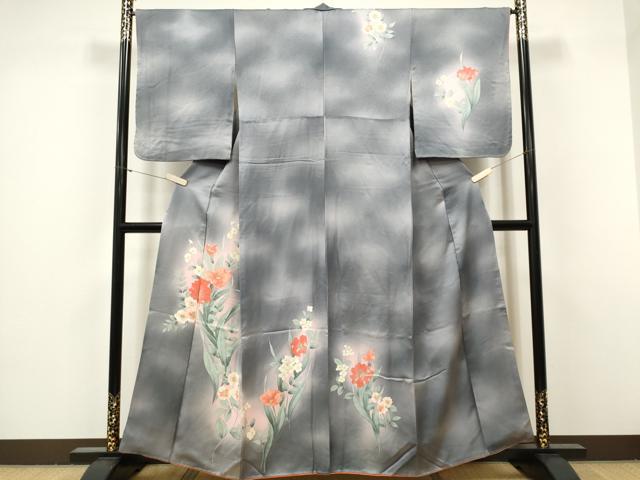平和屋着物■訪問着 手描き 草花文 暈し染め 正絹 逸品 CABH0804ou