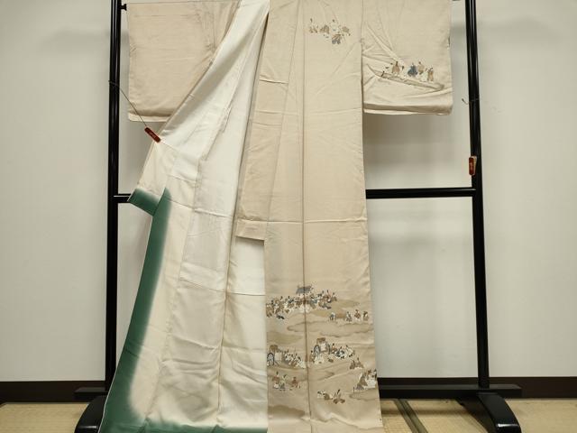 平和屋着物■訪問着 雲取り人物文 ロング丈 正絹 逸品 CABH0811ou