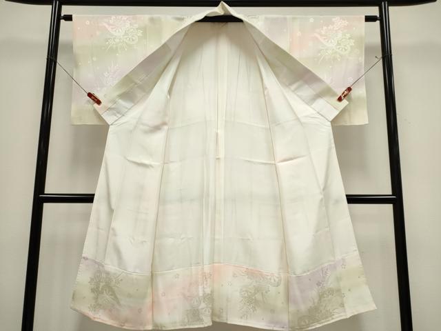 平和屋着物■長襦袢 袷 片輪車花地紋 暈し染め 正絹 逸品 CABH0820ou