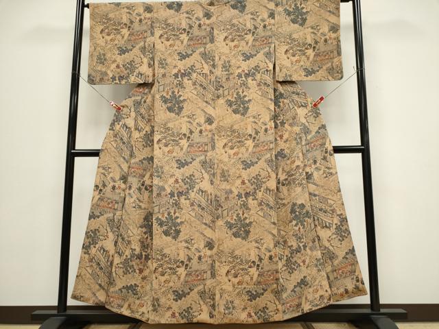 平和屋着物■上質な小紋 人物風景文 正絹 逸品 CABH0829ou