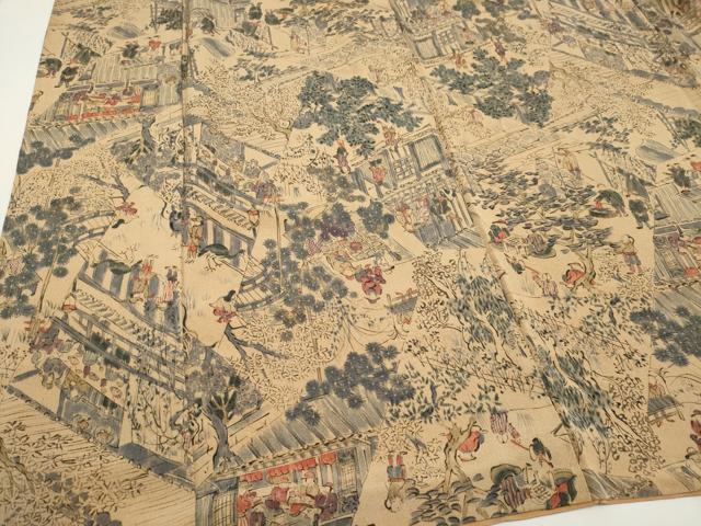 平和屋着物■上質な小紋 人物風景文 正絹 逸品 CABH0829ou