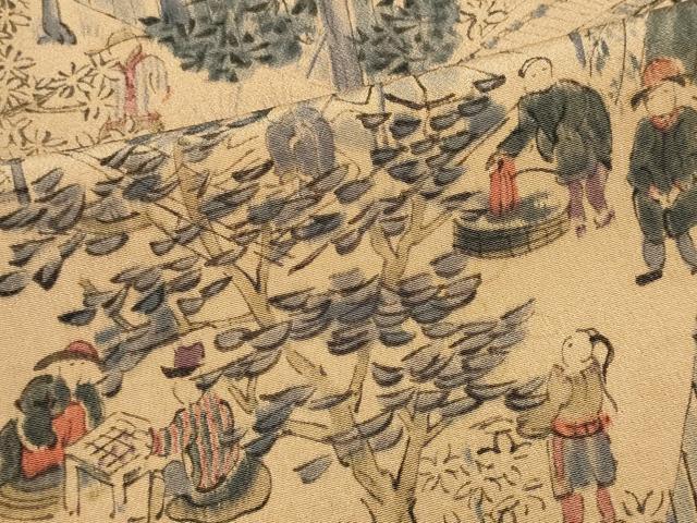 平和屋着物■上質な小紋 人物風景文 正絹 逸品 CABH0829ou