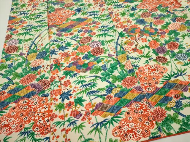 平和屋着物■上質な小紋 型染め 吉祥草花文 正絹 逸品 CABH0842ou