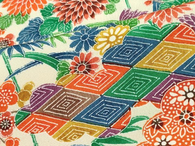 平和屋着物■上質な小紋 型染め 吉祥草花文 正絹 逸品 CABH0842ou