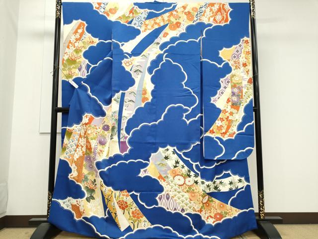 平和屋着物■豪華振袖 駒刺繍 雲取り吉祥草花文 金彩 正絹 逸品 CABH0843ou