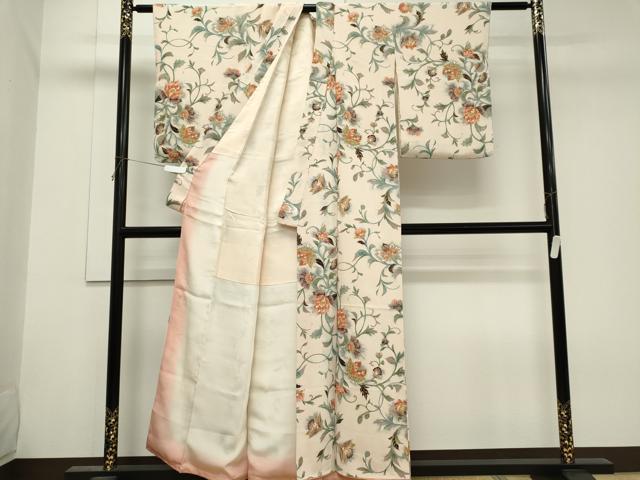 平和屋着物■上質な小紋 更紗花唐草文 正絹 逸品 CABH0844ou