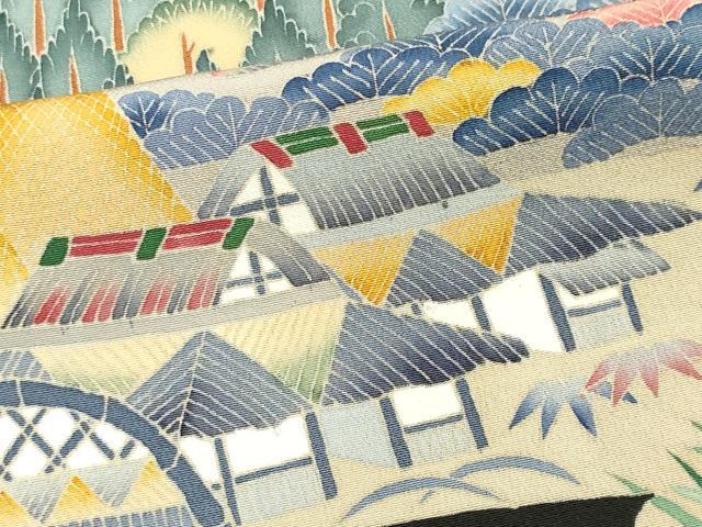 平和屋着物■豪華黒留袖 友禅 作家物 遠山風景文 正絹 逸品 CABH0868ou