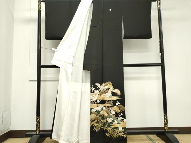 平和屋着物■豪華黒留袖 駒刺繍 松竹梅飛鶴文 暈し染め 金銀彩 正絹 逸品 CABH0869ou