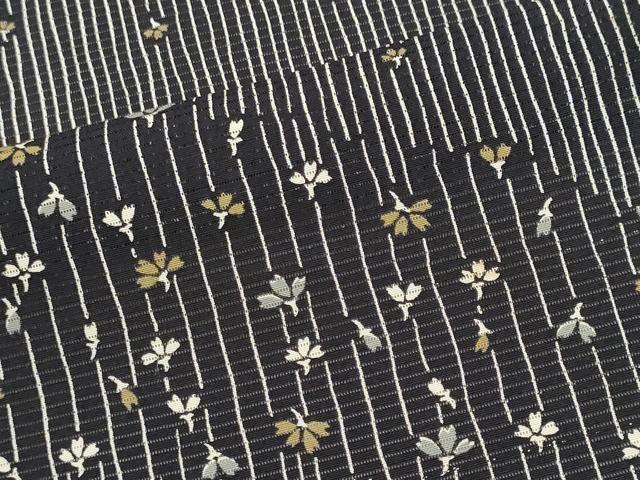 平和屋着物*夏物 小紋 絽 舞花文 黒地 正絹 逸品 CABH0908ou