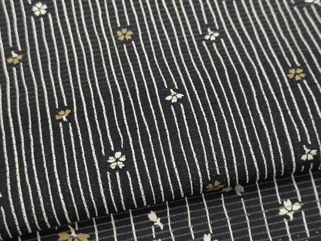 平和屋着物*夏物 小紋 絽 舞花文 黒地 正絹 逸品 CABH0908ou