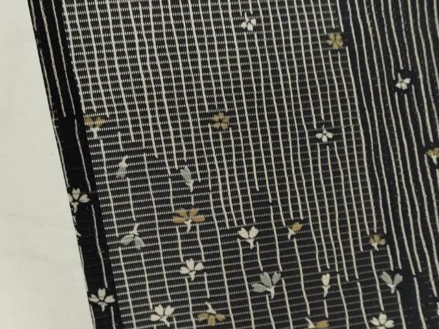 平和屋着物*夏物 小紋 絽 舞花文 黒地 正絹 逸品 CABH0908ou
