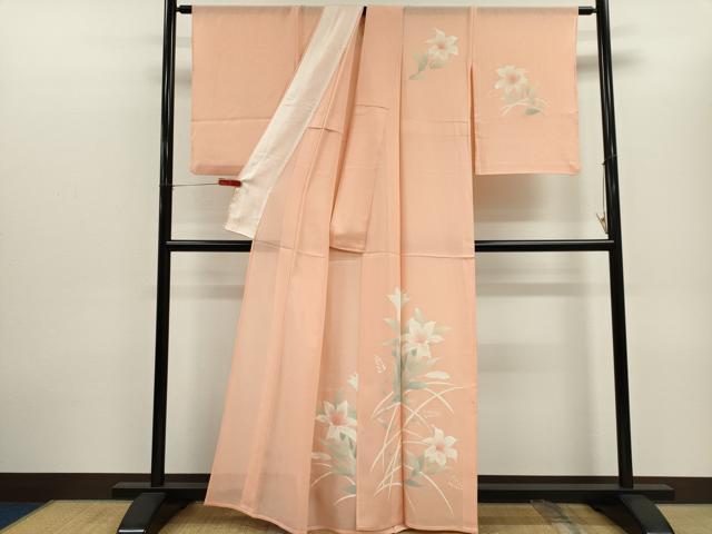 平和屋着物*夏物 訪問着 絽 友禅 草花文 正絹 逸品 CABH0930ou