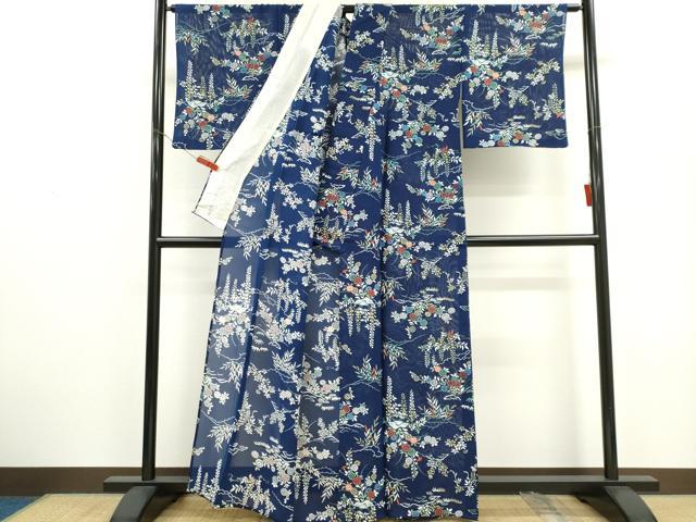 平和屋着物*夏物 小紋 絽 草花文 正絹 逸品 CABH0943ou