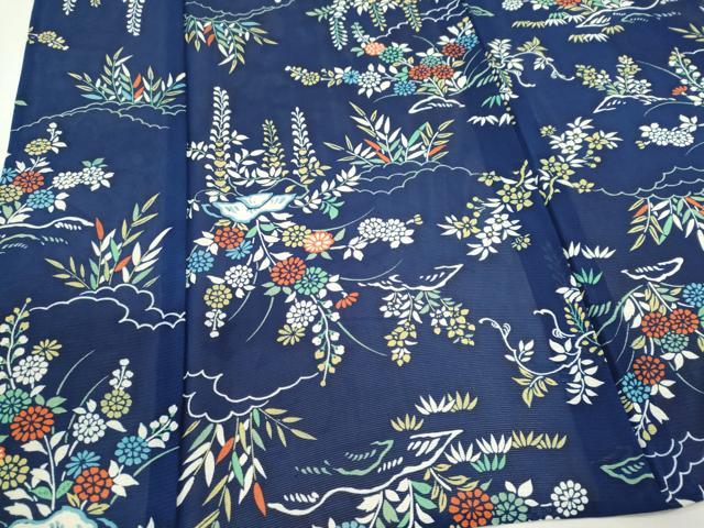 平和屋着物*夏物 小紋 絽 草花文 正絹 逸品 CABH0943ou