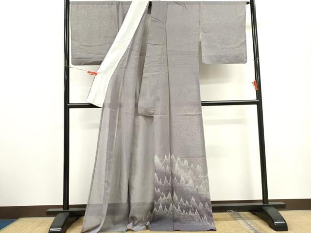 平和屋着物*夏物 訪問着 ぜんまい紬 紗 樹林文 ロング丈 正絹 逸品 CABH0950ou