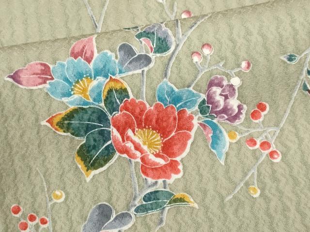 平和屋着物■上質な小紋 枝花文 正絹 逸品 CABH1086ou