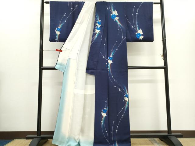 平和屋着物■上質な小紋 草花文 暈し染め 正絹 逸品 CABH1090ou