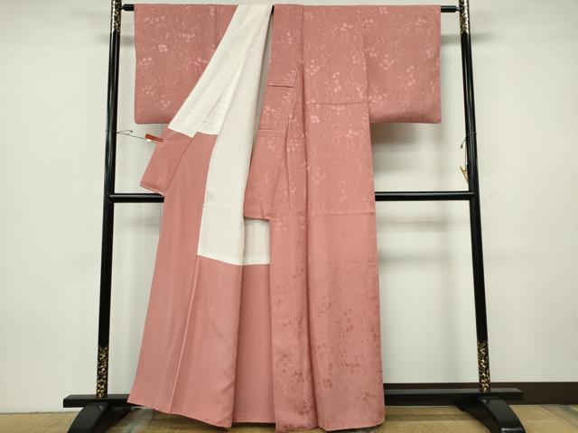 平和屋着物■上質な色無地 草花地紋 ときがら茶色 正絹 逸品 CABH1097ou