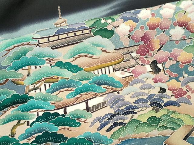 平和屋着物■豪華黒留袖 作家物 風景文 暈し染め 正絹 逸品 CABH1101ou