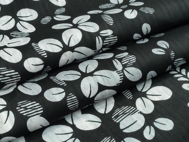 平和屋着物∴夏物 浴衣 萩 黒地 綿 逸品 CABH1201ng