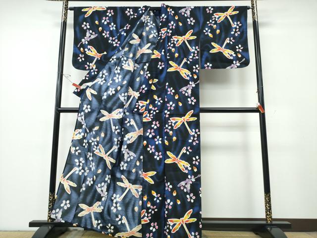 平和屋着物∴夏物 浴衣 蜻蛉 舞花文 綿 逸品 CABH1202ng