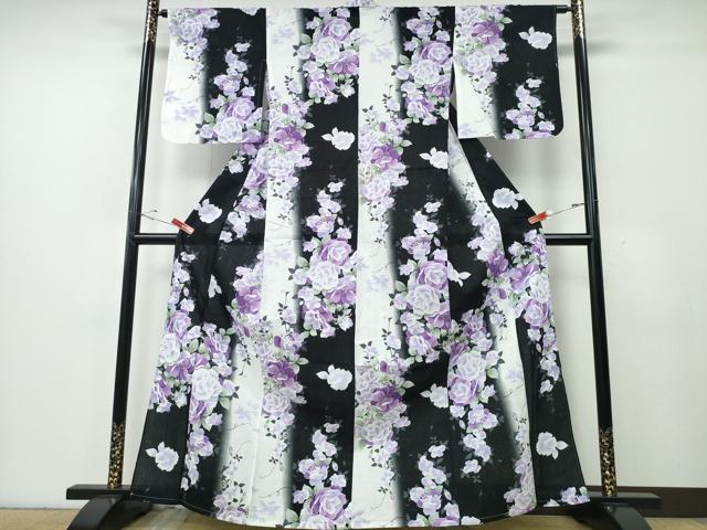 平和屋着物∴夏物 浴衣 枝花文 間道 綿 逸品 CABH1203ng