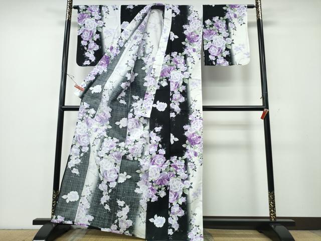平和屋着物∴夏物 浴衣 枝花文 間道 綿 逸品 CABH1203ng