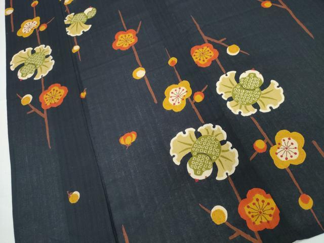 平和屋着物∴夏物 浴衣 花古今 ふくら雀 枝梅文 日本製 綿 逸品 未使用 CABH1213ng
