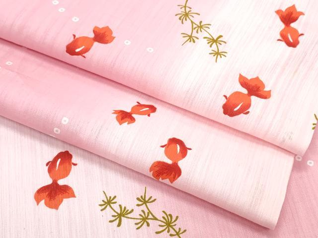 平和屋着物∴夏物 浴衣 金魚 綿 逸品 CABH1216ng