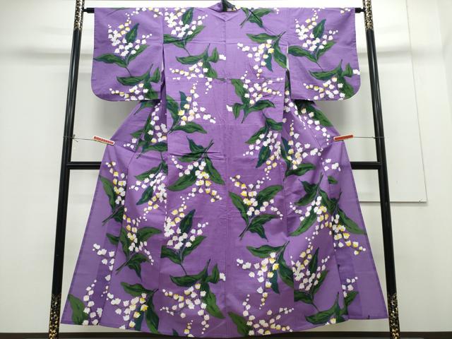 平和屋着物∴夏物 浴衣 注染 手縫い 鈴蘭 日本製 綿 逸品 CABH1224ng