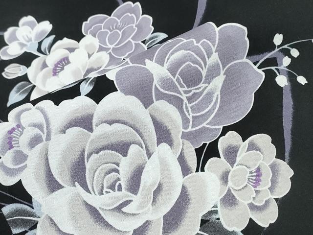 平和屋着物∴夏物 浴衣 花束舞蝶文 黒地 綿 逸品 CABH1228ng