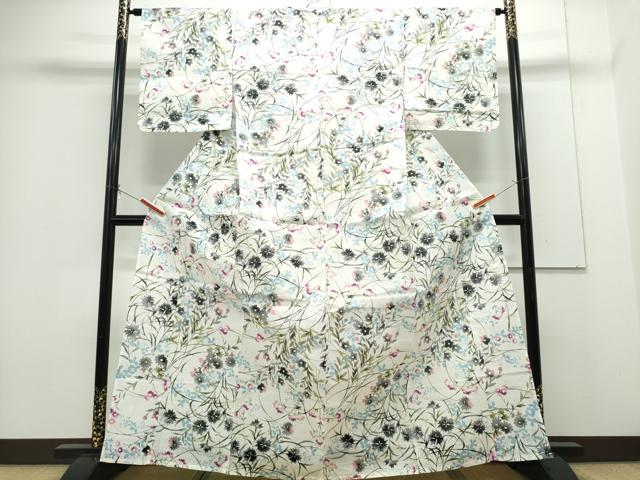 平和屋着物∴夏物 浴衣 草花文 綿 逸品 CABH1229ng