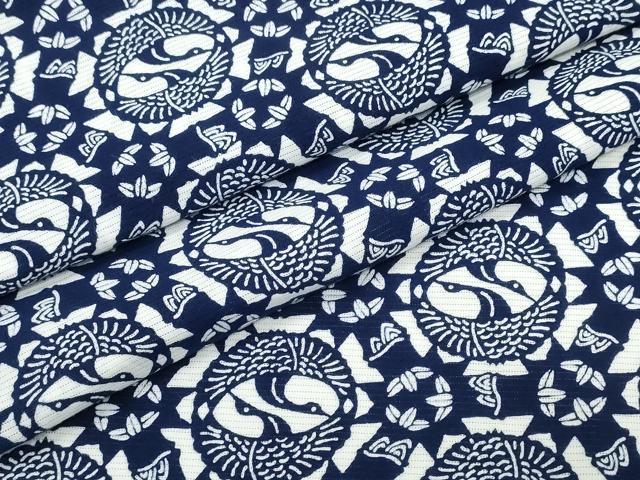 平和屋着物∴夏物 浴衣 綿絽 双鶴丸文 綿 逸品 CABH1233ng