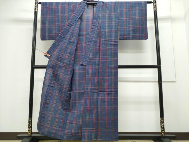 平和屋着物∴夏物 阿波しじら織 浴衣 格子柄 綿 逸品 CABH1235ng