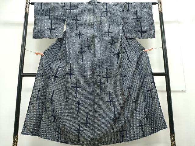 平和屋着物∴夏物 浴衣 有松鳴海絞り 十字文様 綿 逸品 CABH1239ng