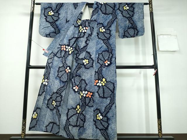 平和屋着物∴夏物 浴衣 有松鳴海絞り 蔦の葉花文 綿 逸品 CABH1242ng