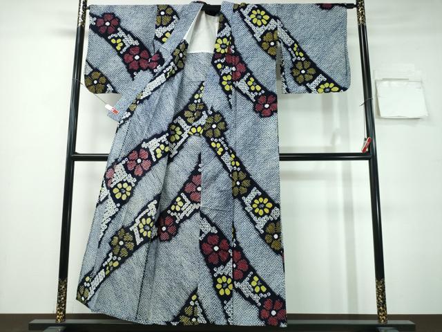 平和屋着物∴夏物 浴衣 有松鳴海絞り 斜線舞花文 綿 逸品 CABH1243ng