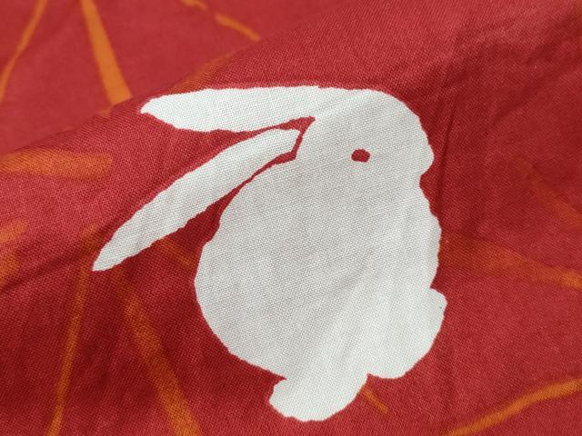 平和屋着物∴夏物 浴衣 兎 麻の葉文様 綿 逸品 CABH1245ng
