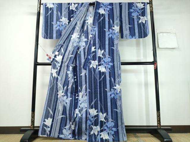 平和屋着物∴夏物 浴衣 百合 間道 ラメ糸 綿 逸品 CABH1246ng