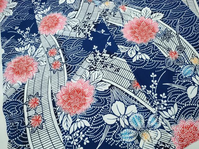 平和屋着物∴夏物 浴衣 注染 流水絵巻花文 日本製 綿 逸品 CABH1247ng