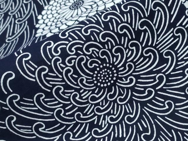 平和屋着物∴夏物 浴衣 藍 注染 手染め 手縫い 乱菊 日本製 綿 逸品 CABH1248ng