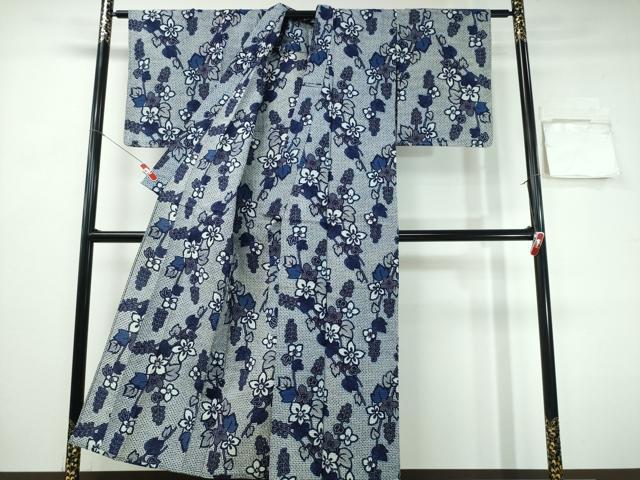 平和屋着物∴夏物 浴衣 草花文 リップル生地 綿 逸品 CABH1260ng
