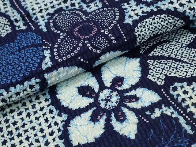 平和屋着物∴夏物 浴衣 草花文 リップル生地 綿 逸品 CABH1260ng