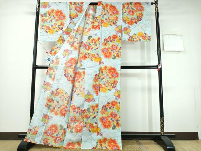 平和屋着物∴夏物 岡重謹製 OKAJIMA 浴衣 綿絽 花丸文 日本製 綿 逸品 CABH1261ng