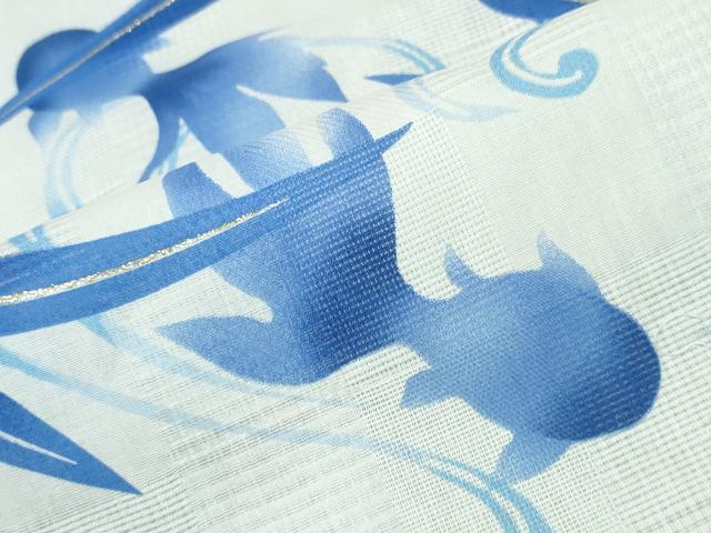 平和屋着物∴夏物 浴衣 金魚 草葉文 ラメ 綿 逸品 未使用 CABH1262ng