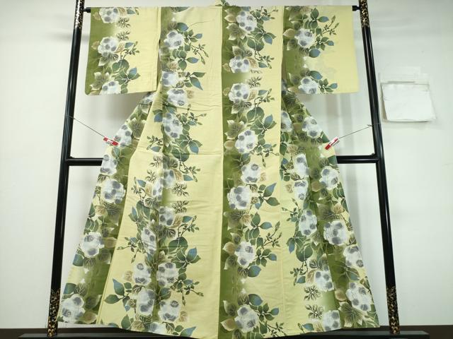 平和屋着物∴夏物 浴衣 注染 手縫い 薔薇 間道 日本製 綿 逸品 CABH1268ng