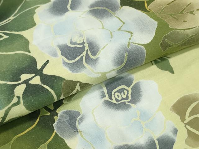 平和屋着物∴夏物 浴衣 注染 手縫い 薔薇 間道 日本製 綿 逸品 CABH1268ng